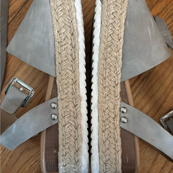 Gray Espadrille Platform Shoes with Ankle Strap - Picture 5 of 12